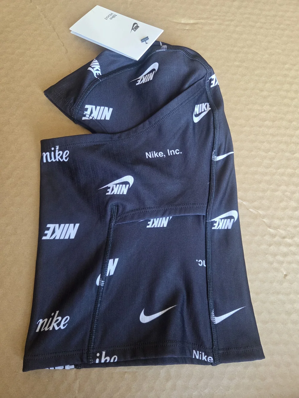 Nike Black Face Gaiter with White Logo Print